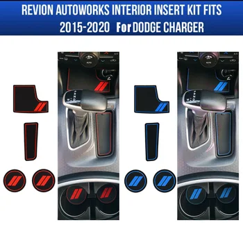 

6pcs/set Cup Holder Insert Center Console Shifter Liner PVC Material Car Interior Pad For Dodge Charger 15-20