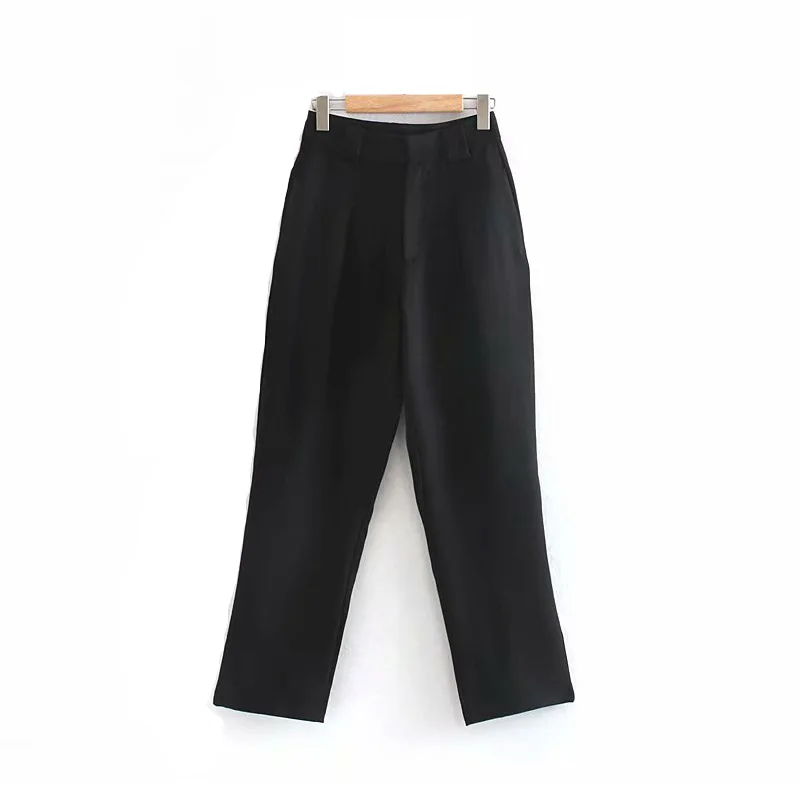 

Vintage women high waist pants 2019 fashion elegant office ladies decorate ankle length trousers casual loose female pants