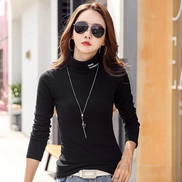 Women Clothes Long Sleeve Shirt Neck  Shirt Women Winter Long Sleeve Casual  - T-shirts - Aliexpress