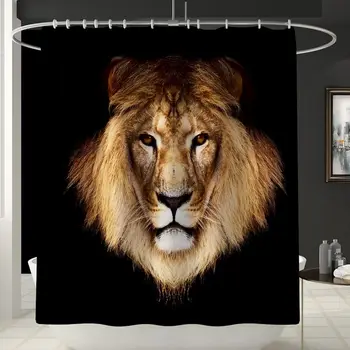

180x180CM Modern Animal Lion Bathroom Shower Curtain Waterproof Anti-slip 3PCS Mat Set Toilet Floor Cover Rug Household