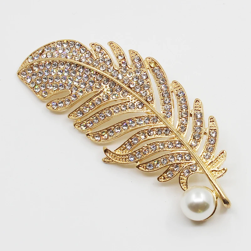Broche perlas de pluma elegante de calidad, de cristal, accesorios de joyería broches DIY para boda|Materiales de artesanía DIY| - AliExpress