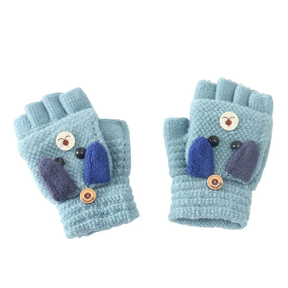 Детские Зимние перчатки для мальчиков и девочек возрастом от 3 до 8 лет, полупальчиковые перчатки, теплые митенки детские вязаные перчатки