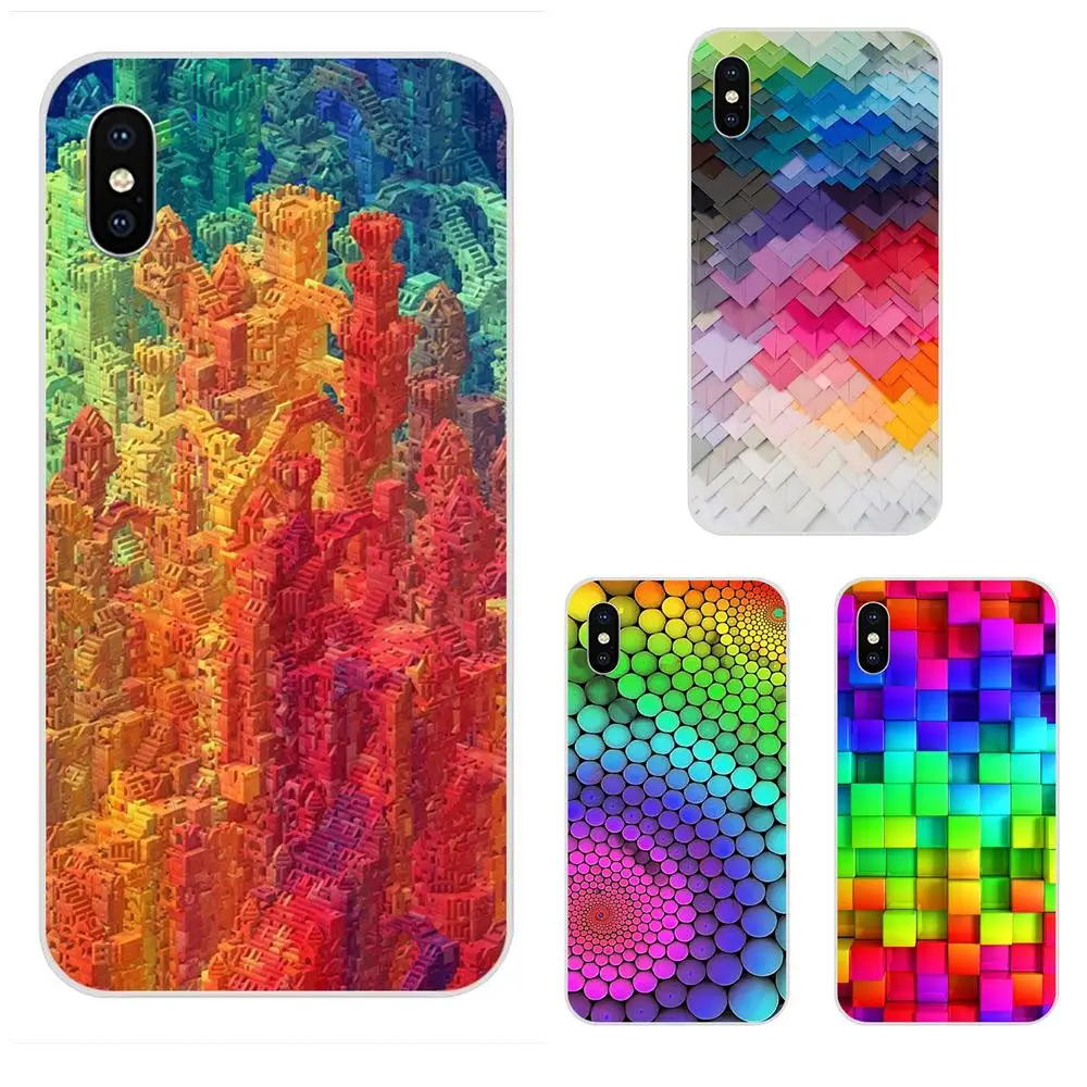 Удивительный радужных блоков 3d Графика приятный дизайн для Huawei Honor 4C 5A 5C 5X6 6A 6X7 7A 7C