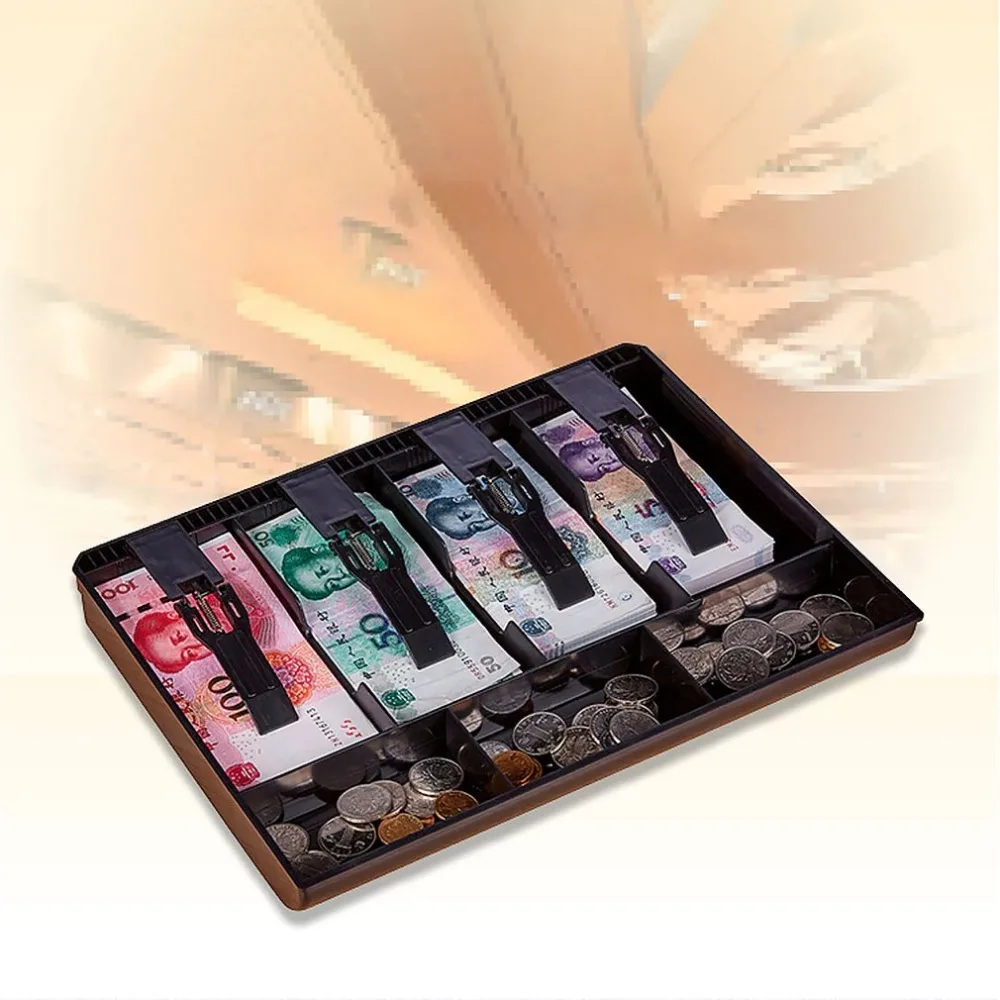 Durable ABS Money Cash Coin Register Insert Tray Replacement Cashier Drawer Storage Cash Register Tray Box Classify Organizer