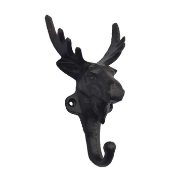 

Iron Animal Hook Key Coat Wall Hanger Stag Decorative Metal Hook Garden Brown Hall Door Wall Home Gorgeous Elk Head Antler