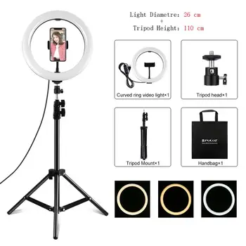 

10" 26cm LED Selfie Ring Light 110cm Tripod Stand Dimmable Ring Lamp Photo Video Camera Phone Light Fill