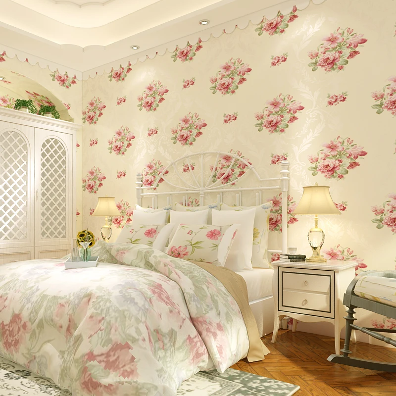Modern 3d Mural Wallpaper European Style 3d Stereoscopic Wall Paper For Walls Blue Pink Floral Wallpaper Design For Bedroom