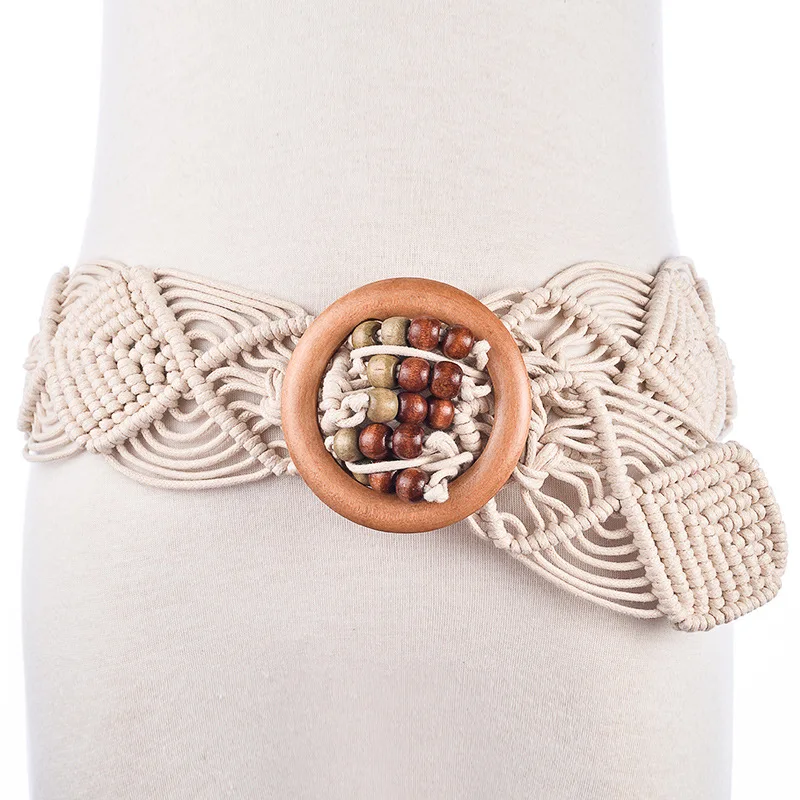 

Bohemian Weave Rope Belt For Women Boho Hand Made Personality Beads Lady Creative Design Waist Belts Cinturon Mujer BZ49