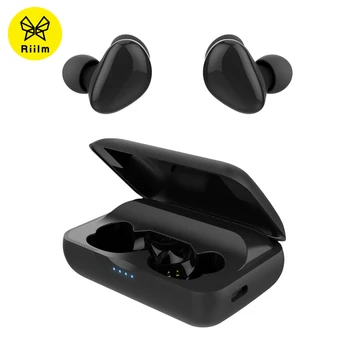

Riilm TWE11 TWS Bluetooth earphones wireless stereo earbud with Mic for handsfree calls with type C charging port