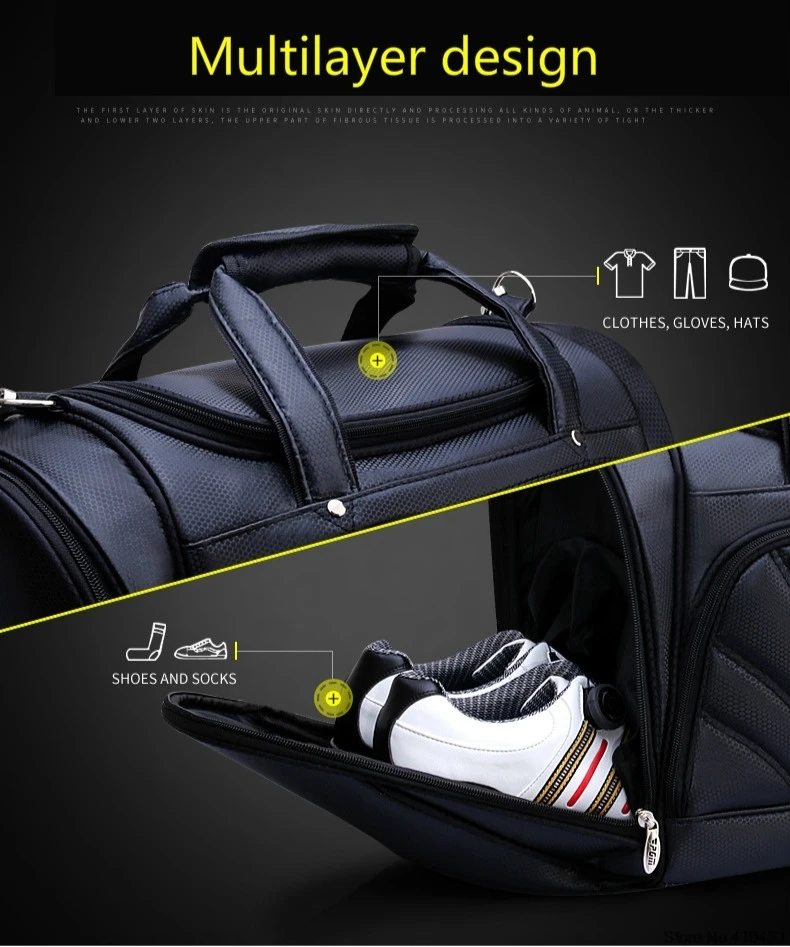 Pgm Водонепроницаемая износостойкая сумка для гольфа из искусственной кожи, Мужская многофункциональная спортивная сумка большой емкости для гольфа, легкая сумка D0484