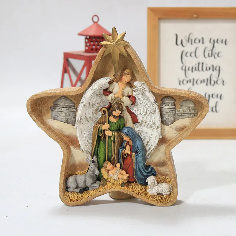 Nativity Scene Baby Nativity Statue Jesus Manger Christmas Crib Figurines Miniatures Ornament Church Christmas Gift Home Decor