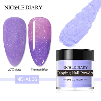 

NICOLE DIARY Thermal Dipping Nail Art Powder Matte Dip Liquid Glitter Matte Series Chrome Dust Pigment Color Changing Decoration