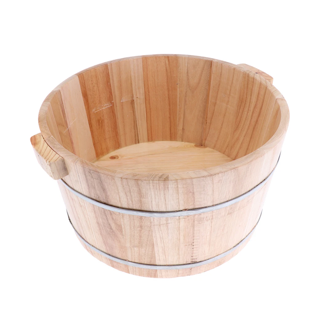 Bañera de madera maciza para pies, cubo para baño de pies, Spa de masaje, Sauna, remojo de madera para pies, 40cm/15,4 pulgadas pic