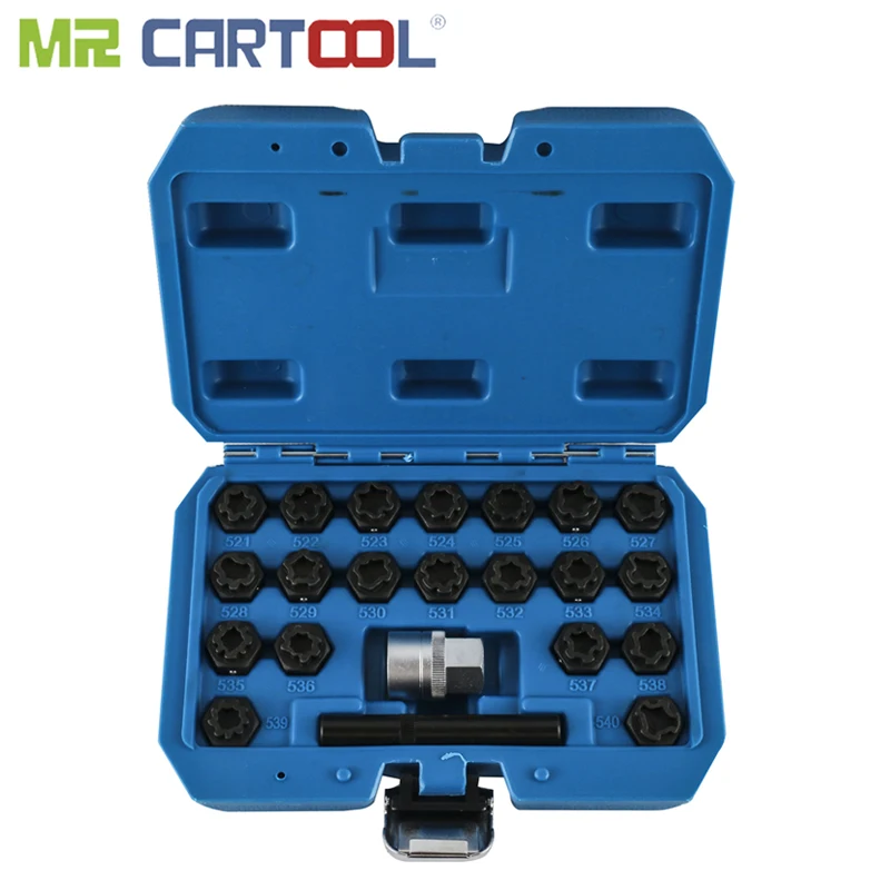 MR CARTOOL 22Pcs Wheel Lock Kit For VAG Special Anti-theft Screws Removal and Install Key Socket Sleeve Set Group afbeelding