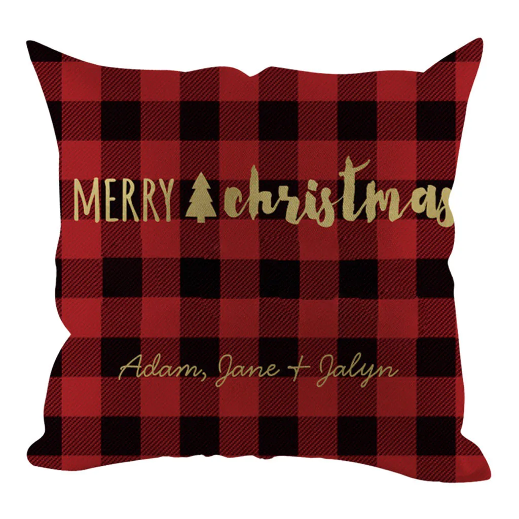 F Merry Christmas чехол для подушки с принтом в красную клетку серии декоративные подушки для дивана сиденья мягкий чехол для подушки 45x45 см домашний декор - Цвет: F