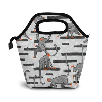 

Monkeys In Jungle Pattern Lunch Bag Boxes Bags Portable Insulated Picnic Food Box for Women Men