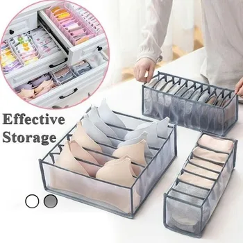 

Separated Underwear Storage Box 6/7/11 Grids Socks Bra Storage Compartment Foldable Drawer Wardrobe Dormitory Closet Organizer