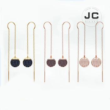 

New Fashion Charms Silver 925 Original Copy Female Jewelry,SWAn Ginger Black Dark Blue Round Racket Earrings Earrings With Logo