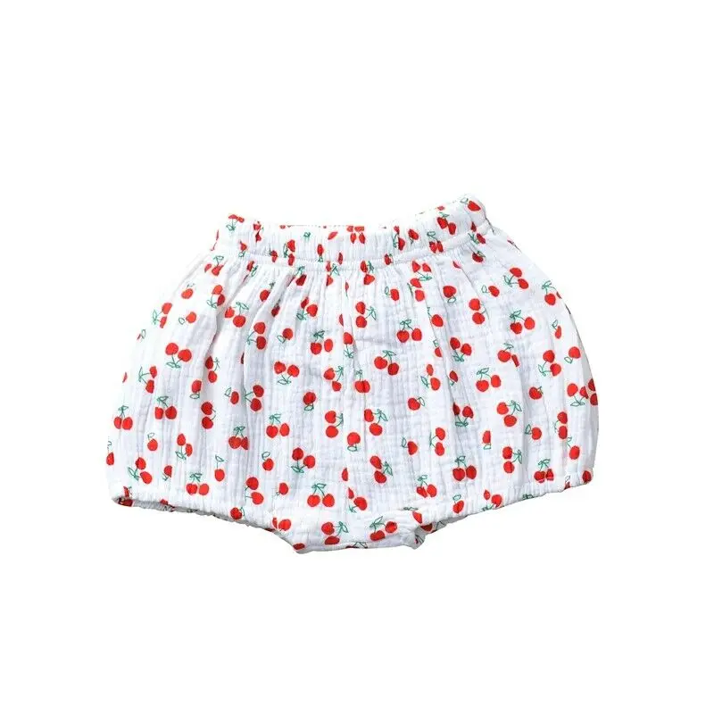 0-3T Newborn Baby Boy Girl Kids Shorts Bottoms Cartoon Print Elastic Waist PP Linen Bloomer Panties - Цвет: Red cherry
