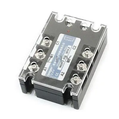 

DC/AC 3-32V 380V 10A 6 Screw Terminal 3-Phase Clear Cover Solid State Relay