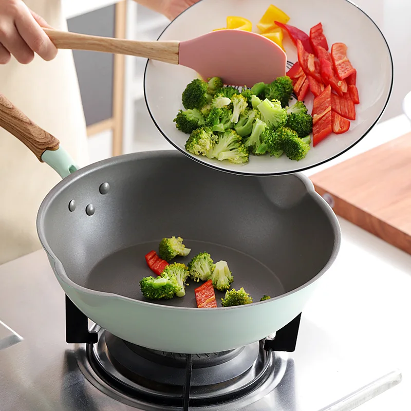 

24cm/28cm Nonstick Wok Frying Pan Multifunction Deep Cooking Pots with Glass Cover Suit for Gas Cooker and Induction Cookware