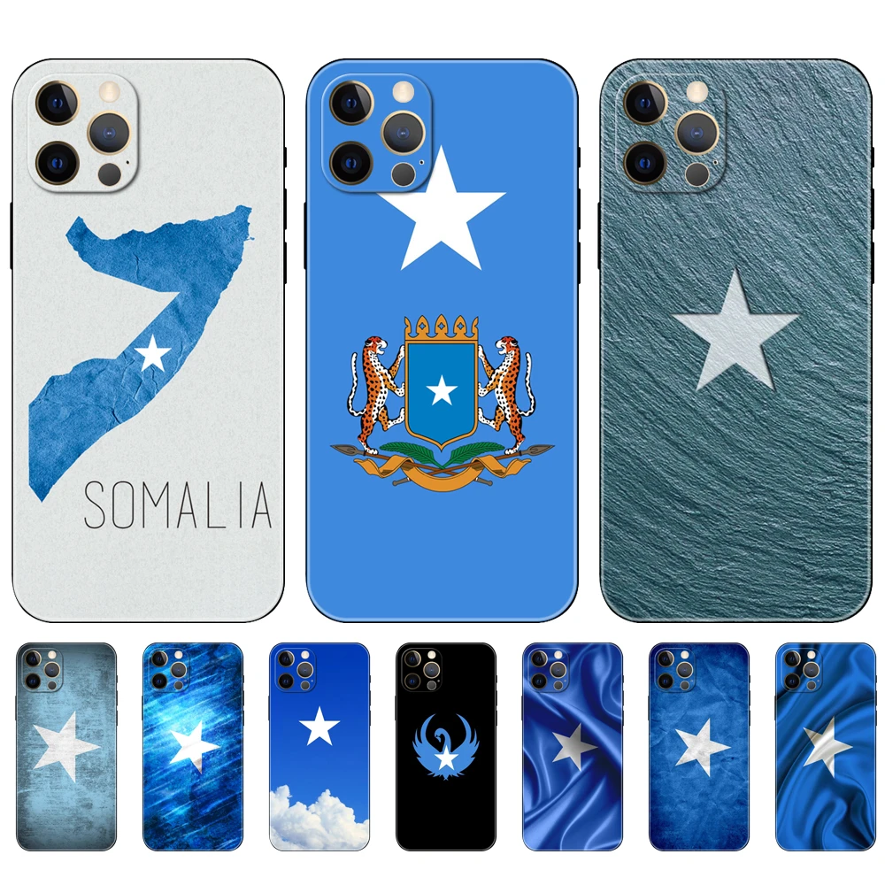 Black tpu case for iphone 5 5s se 2020 6 6s 7 8 plus x 10 XR XS 11 12 13 mini pro MAX back cover Somali Somalia National Flag cover for iphone 13