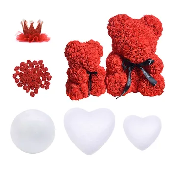 

Polystyrene Styrofoam Rose Teddy Bear Foam Ball Heart Birthday Valentines Day Gift for Wedding Home Decoration