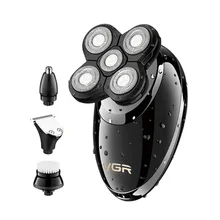 Vgr V-302, 4 в 1, роторная электробритва, машинка для стрижки влажных волос, перезаряжаемая щетка для чистки лица для мужчин, уход за лицом, борода, лысый, ЕС
