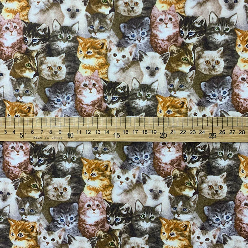 105CM Wide Cat Fabric 100Cotton Fabric Telas Patchwork Groups cats Print Fabric Sewing Material