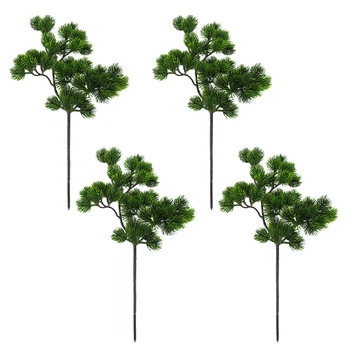 

4Pcs Artificial Pine Branches Plastic Pine Branch Accessories for Christmas DIY Craft Office Home Events Decor
