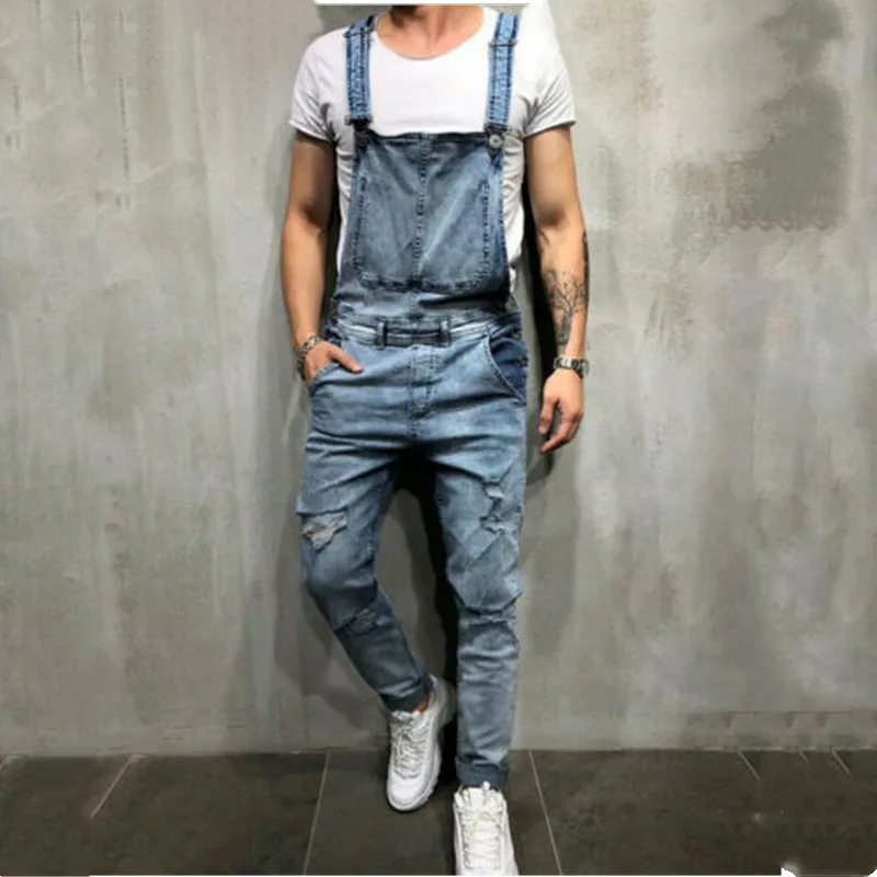 Hirigin Модные мужские рваные джинсы комбинезоны Hi Street Distressed Denim bib Комбинезоны для мужчин брюки на подтяжках Размер S-XXXL