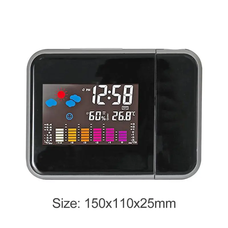 Indoor Temperature Humidity Meter Weather Station Forecast Clock Year Month Day Automatic Adjustment Week Thermometer Hygrometer - Цвет: BLACK A
