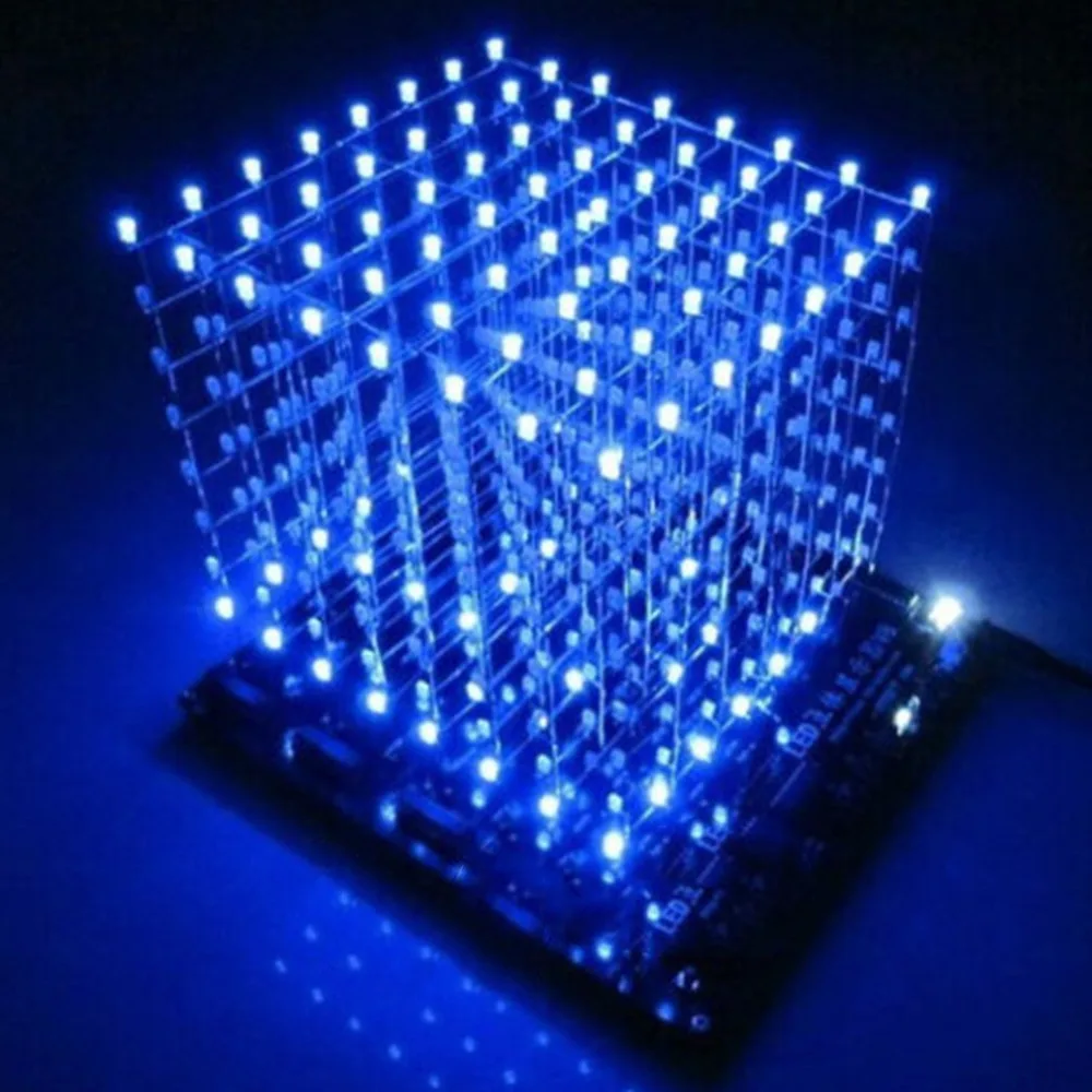 3d led cube 8x8x8 light new items PCB Board novelty news Blue Squared DIY Kit 3mm