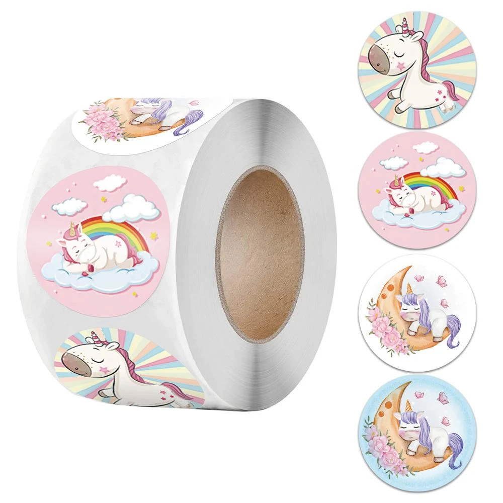 500Pcs Roll Unicorn Sticker Teacher Reward Stickers for Kids School Supplies New