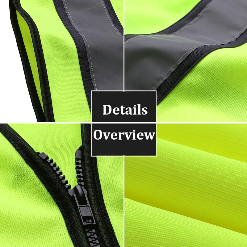 High Vis Safety Vest Fluorescent Yellow Gilet Construction Traffic Worker Workwear Printing for Over 5 Pieces