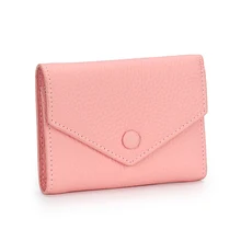 

Women's Leather Wallet Short and Simple Folding Tri-Fold First Layer Cowhide Wallet Korean Fashion New Envelope Coin Purse