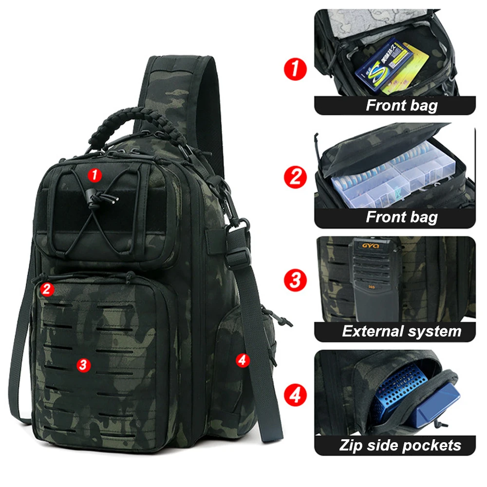 Laser Men Chest Bag Sling Hiking Backpack Military Tactical Army Shoulder Fishing Bags Travel Camping Molle Bag Hunting XA230A