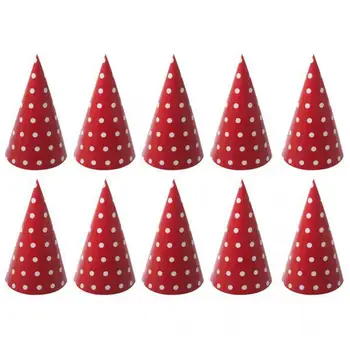 

12Pcs Polka Dot Happy Birthday Hat Kids Children Cone Celebration Cap Red