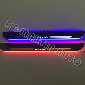 

White red blue lights moving threshold door sill protective pedal door scuff plates welcome pedal strip for Ford Kuga 2013+