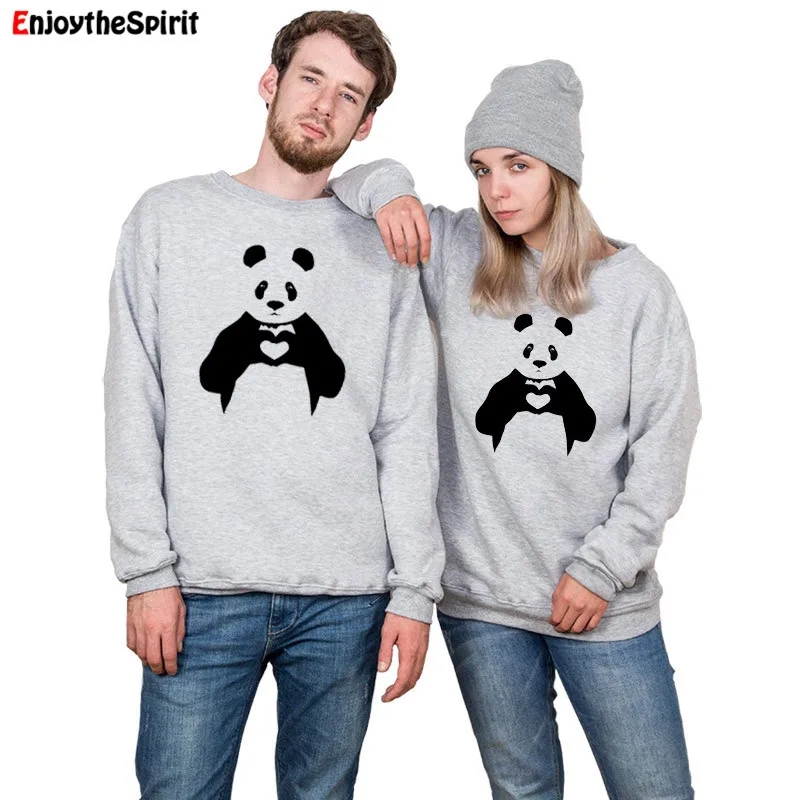 Enjoythespirit Panda Pritned Толстовка для пары Greyloose Fit Осень-Зима Женская одежда толстовки