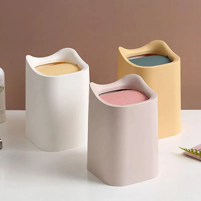 Small Bedroom Trash Lid Creative Trash Bin Desktop Trash Cans