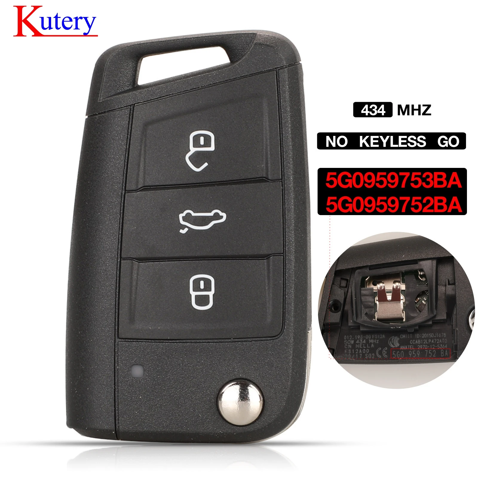 Kutery оригинальный заводской дистанционный брелок 434 МГц ID48 для Volkswagen MQB Golf VII MK7 Skoda