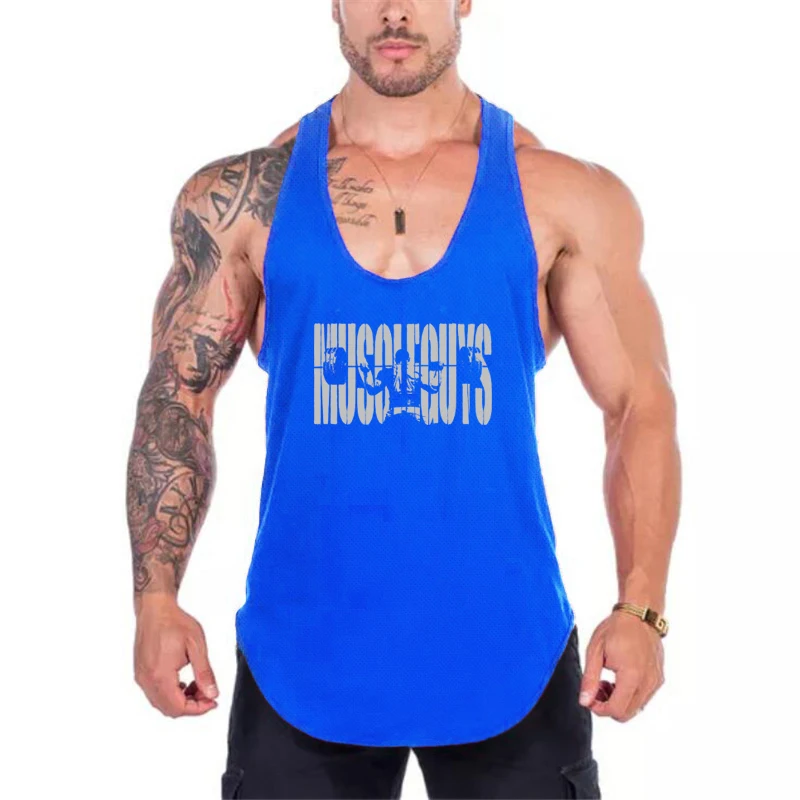 

New Mesh Men's Tank Top Muscle Fashion Sports Workout Gym Clothing Bodybuilding Sleeveless Fitness Quick-drying Stretch Vest