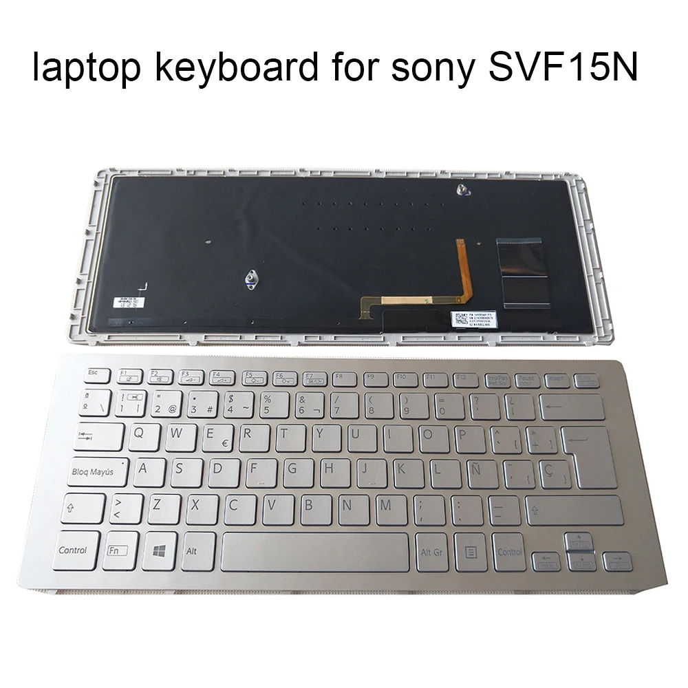 Teclado de Substituição para Sony Vaio Svf 15n Teclado de Luz de Fundo Svf15n com Moldura de Prata Russa - Imagem 3