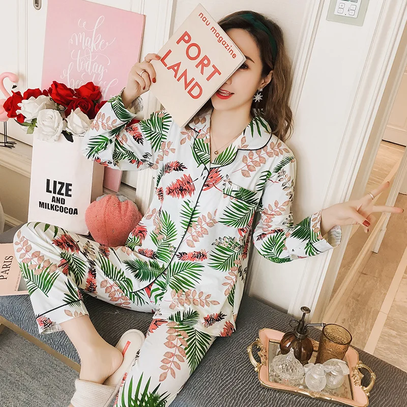 

Liang xing-Autumn & Winter Long Sleeve Pajamas Less Women's Cute Tracksuit Cardigan Double-Sided Qmilch M-XXL