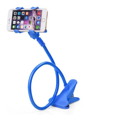 Длинный ленивый держатель для телефона, подставка для телефона, 360 градусов, гибкая кровать, стол, подставка для мобильного телефона, Настольный зажим, кронштейн, крепление для iPhone 8, 7, 6S - Цвет: blue