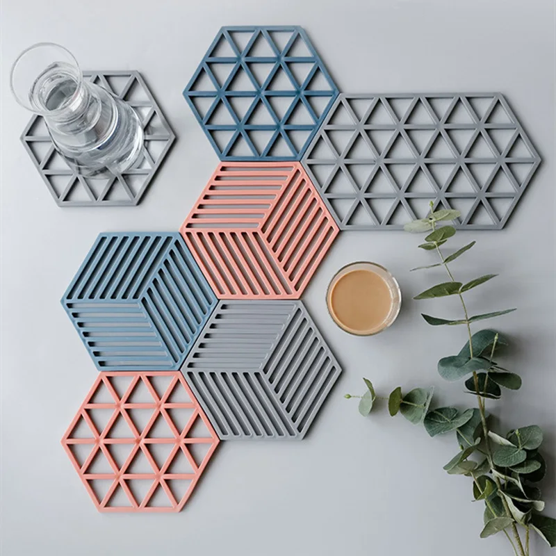 

New Placemat Table Mat Creative Silicone Foldable Square Pad Heat Insulation Non-slip Coaster Cup Kitchen Accessories