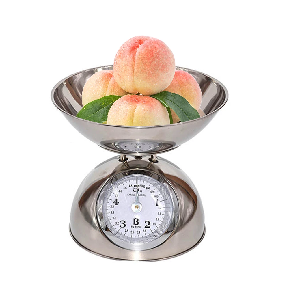 US $29.95 5kg Measuring Tool Stainless Steel Kitchen Scale Easy Read With Bowl Restaurant Baking Food Weighing Home Mechanical Type Retro
