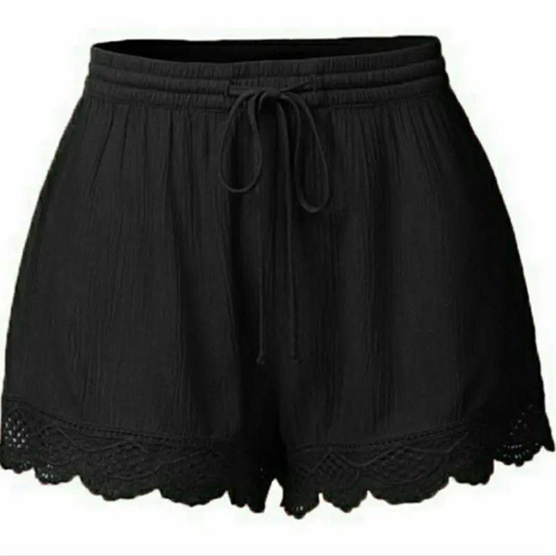 Новые летние шорты женские повседневные короткие брюки женская спортивная одежда свободные хлопковые льняные брюки плюс размер L-5XL - Цвет: Черный