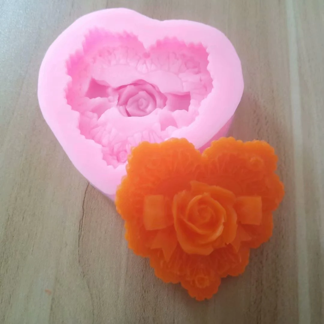 14245 Grainrain Silicon Soap Mold Handcraft DIY 3d Rose Flower Candle Resin Mould for Handmade Soap 